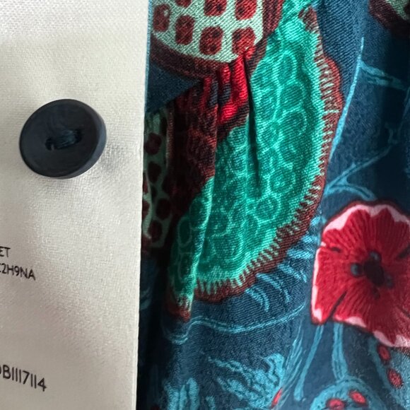 Anthropologie Mave Floral Shirt - Green with Red Floral Patterns, Size Small - Picture 6 of 7